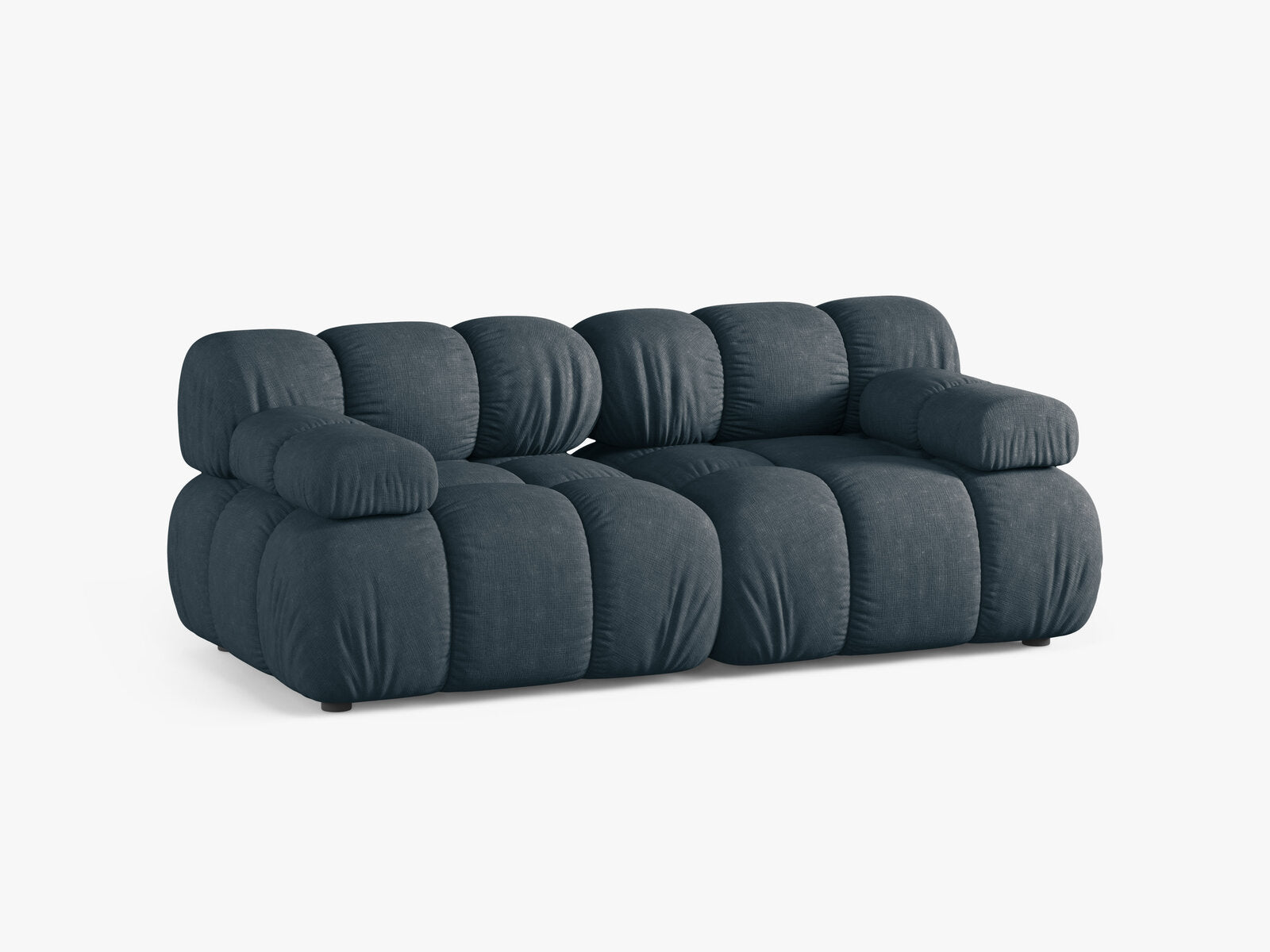 Micadoni Modulares Sofa Bellis 2-Sitzer Strukturierter Stoff Liberty Dunkel Petrol