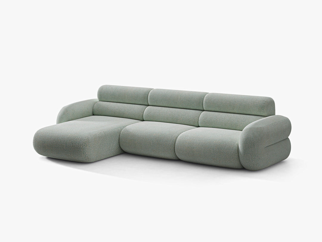 Micadoni Neo Ecksofa 4-Sitzer Links Chenille SILENCIO Gedämpftes Blau
