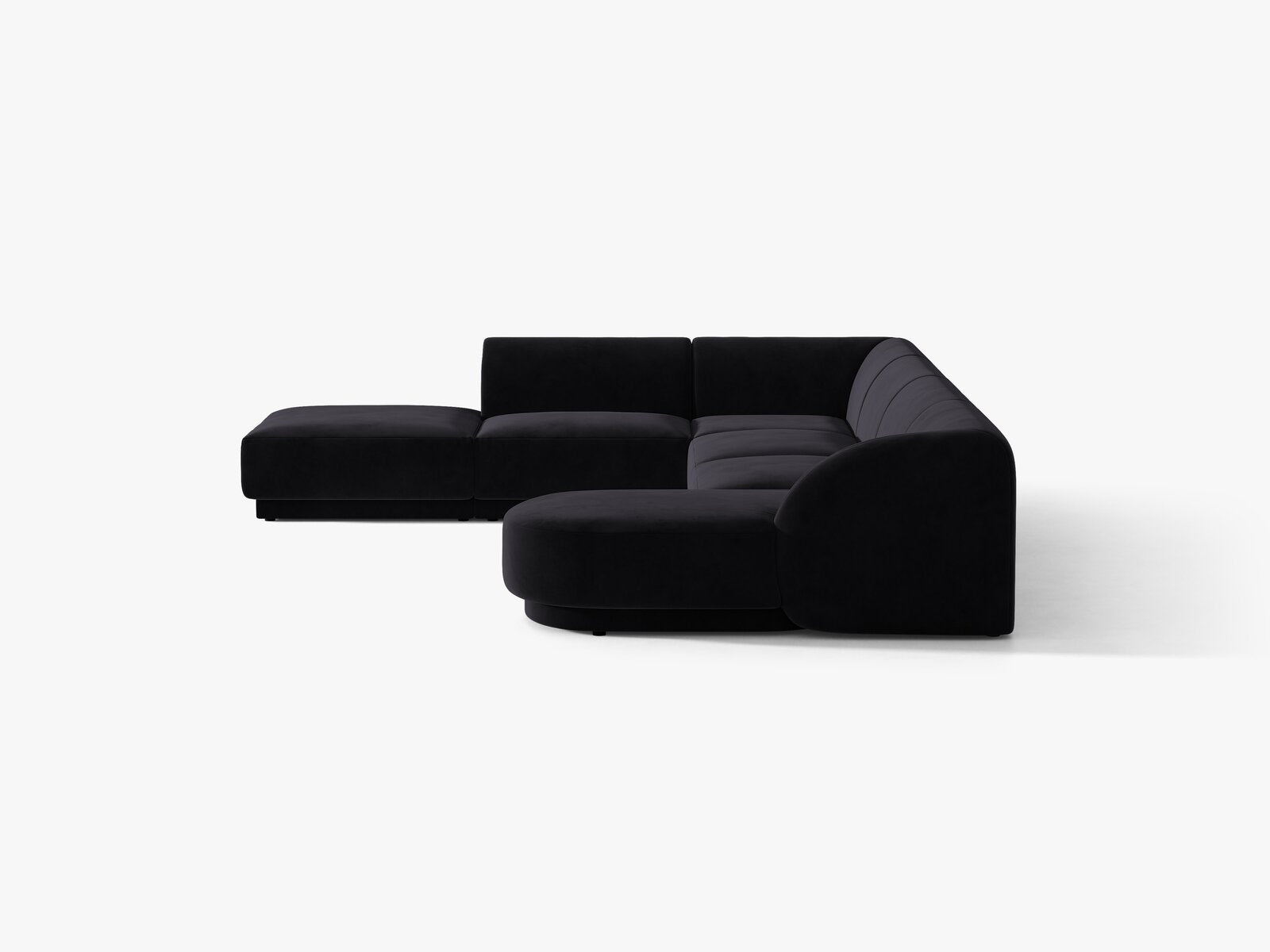 Micadoni Panorama-Ecksofa Miley 6-Sitzer Samt Venus Schwarz Links