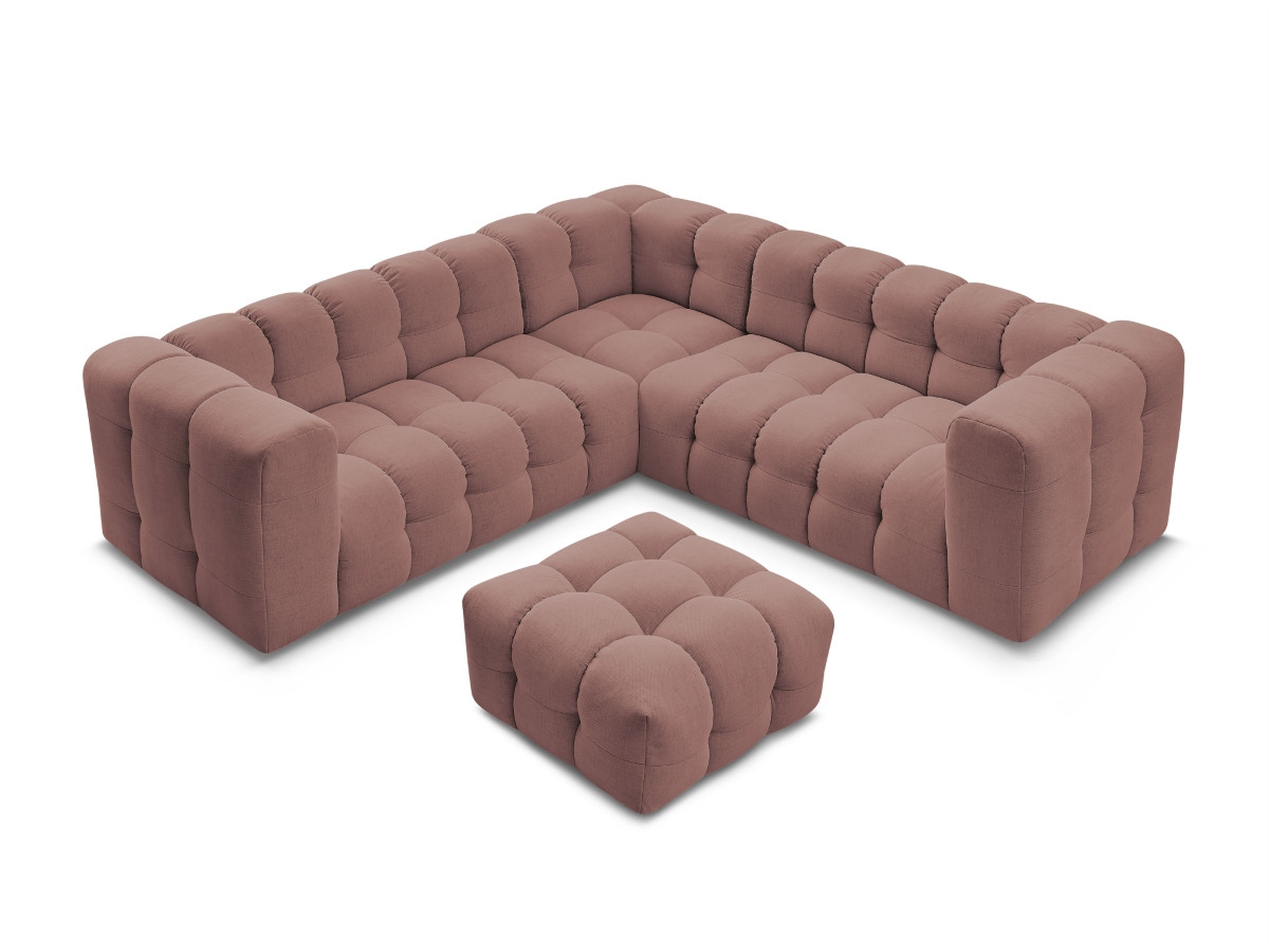 Bobochic Cloud Ecksofa mit Pouf 268 × 110 cm Stoff Rosa