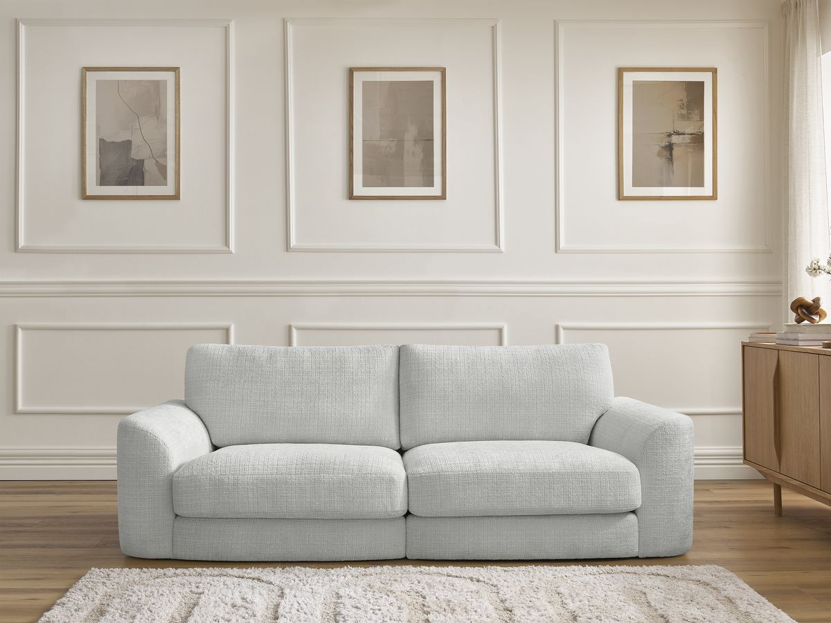 Bobochic Leonore Sofa 3-Sitzer Strukturstoff Hellgrau