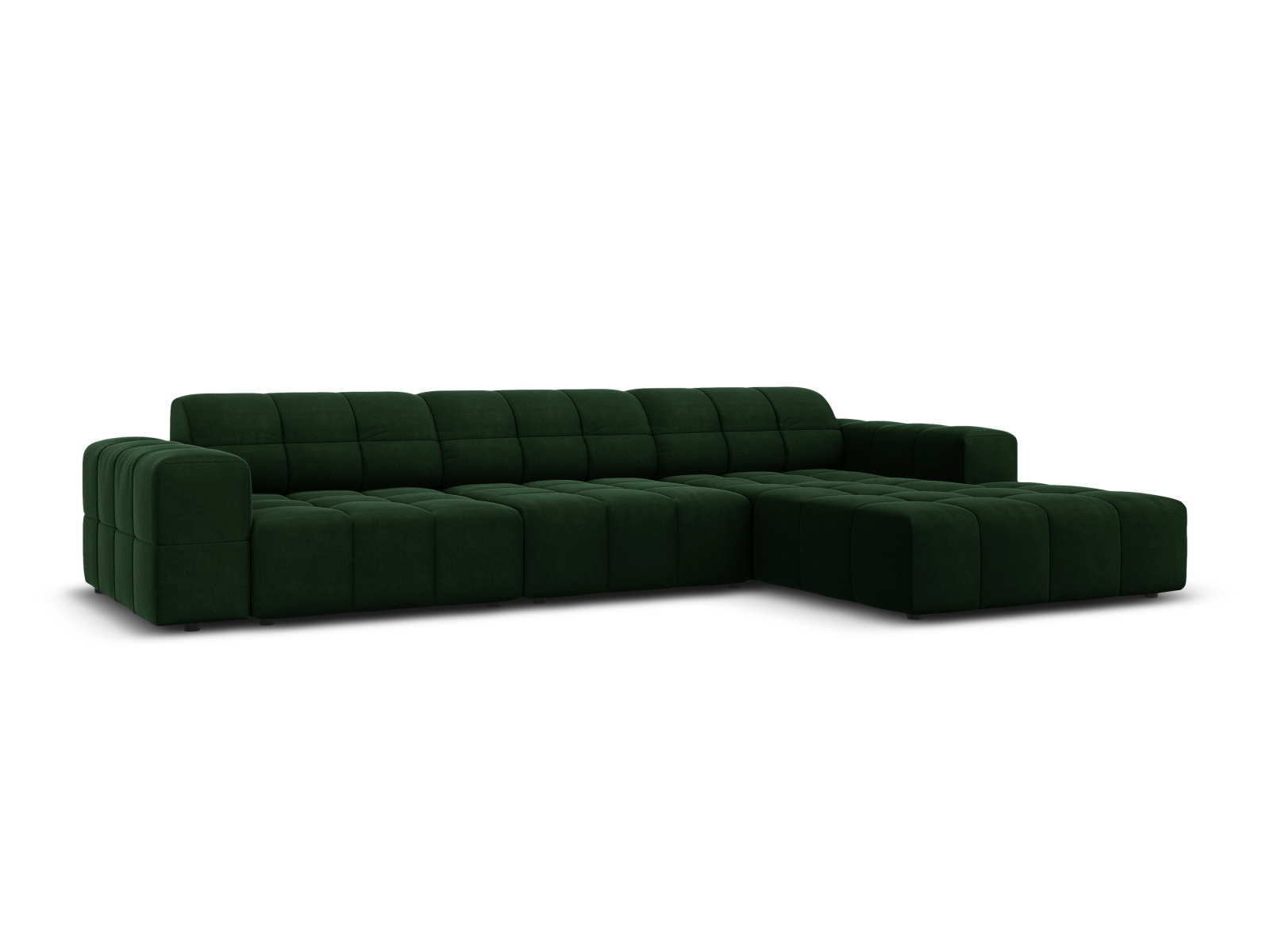 Cosmopolitan Design Ecksofa Chicago 4-Sitzer Samt Bluvel Flaschengrün Rechts