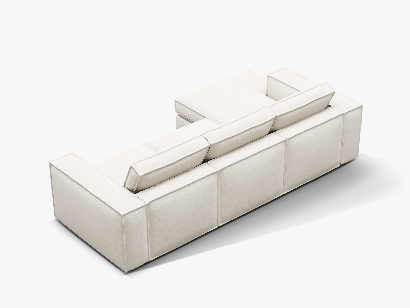 Micadoni modulares Ecksofa Pola 3-Sitzer Links Strukturierter Stoff Babel Weiß