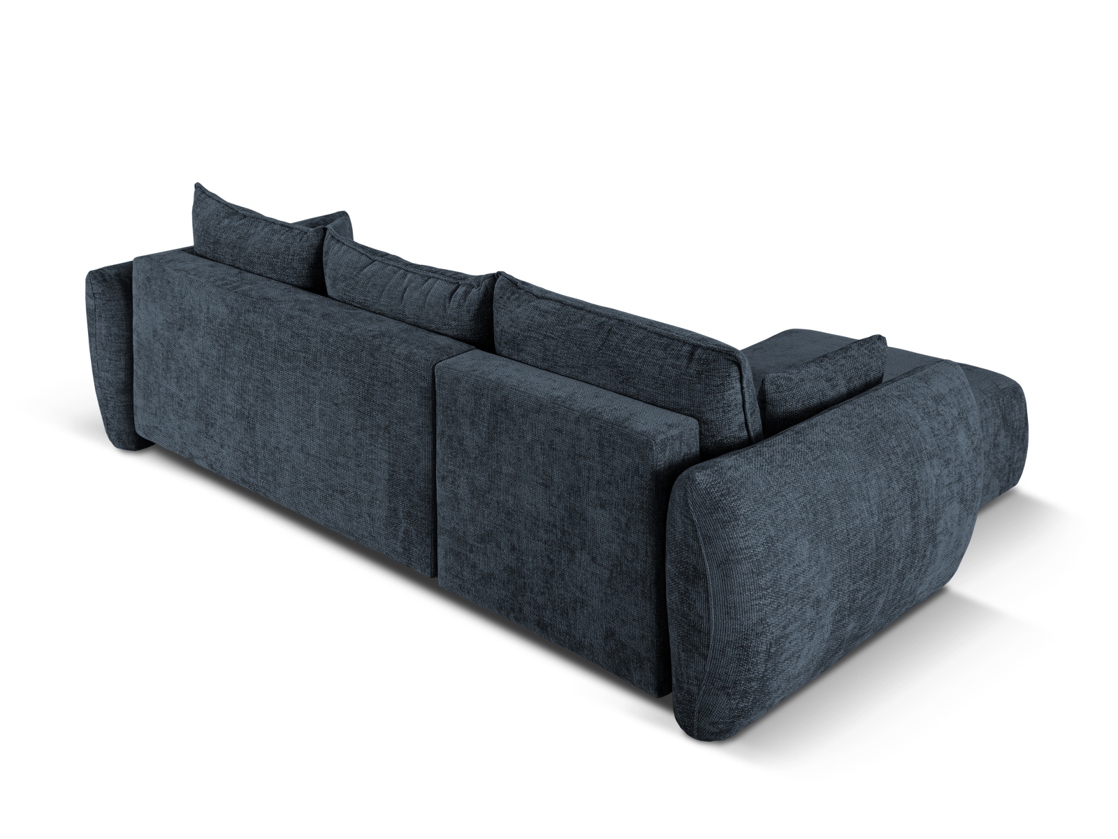 Cosmopolitan Design Ecksofa Matera 4-Sitzer mit Schlaffunktion Chenille Eden Marineblau Links