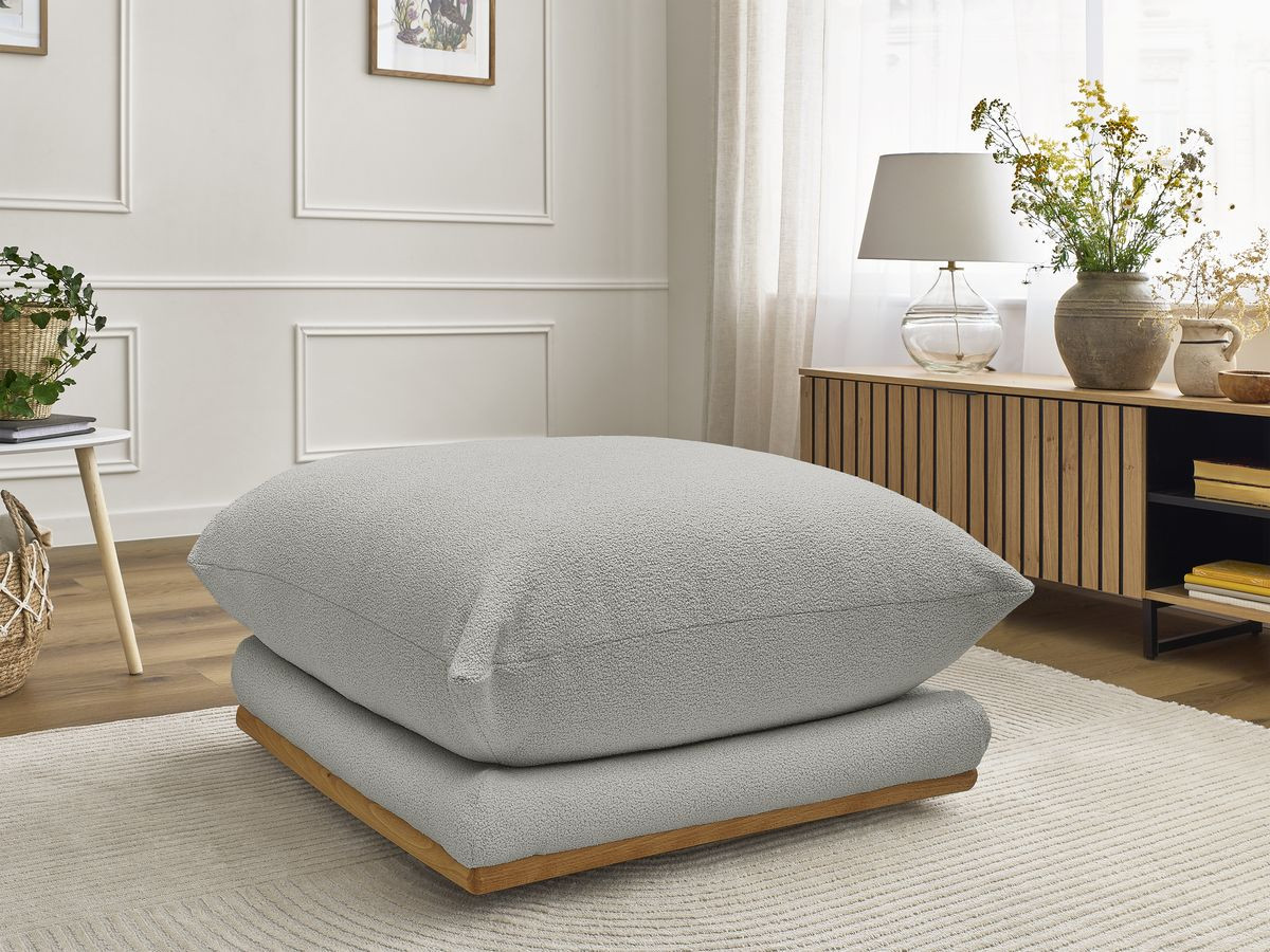 Bobochic Ernest Pouf Bouclé-Stoff Hellgrau