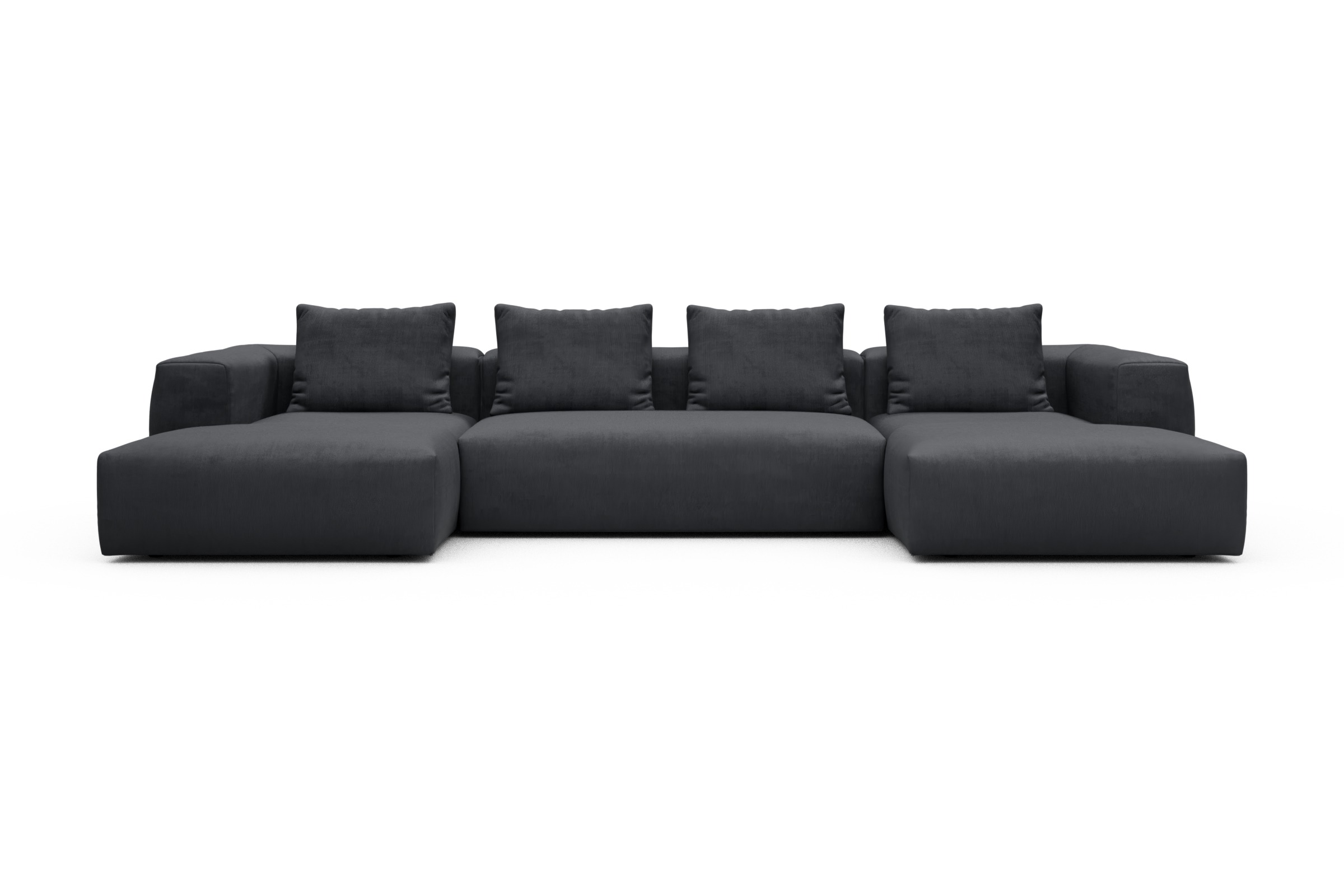 Skandi Home Wohnlandschaft Fred mit 2-Sitzer und Chaiselongue beidseitig Cordufine-Slate-Grey moebelfaktor