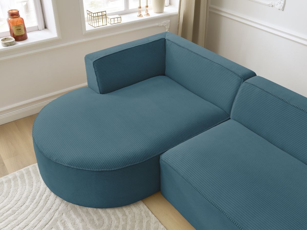Bobochic Rousseau Ecksofa Cordsamt Dunkelblau Ecke links