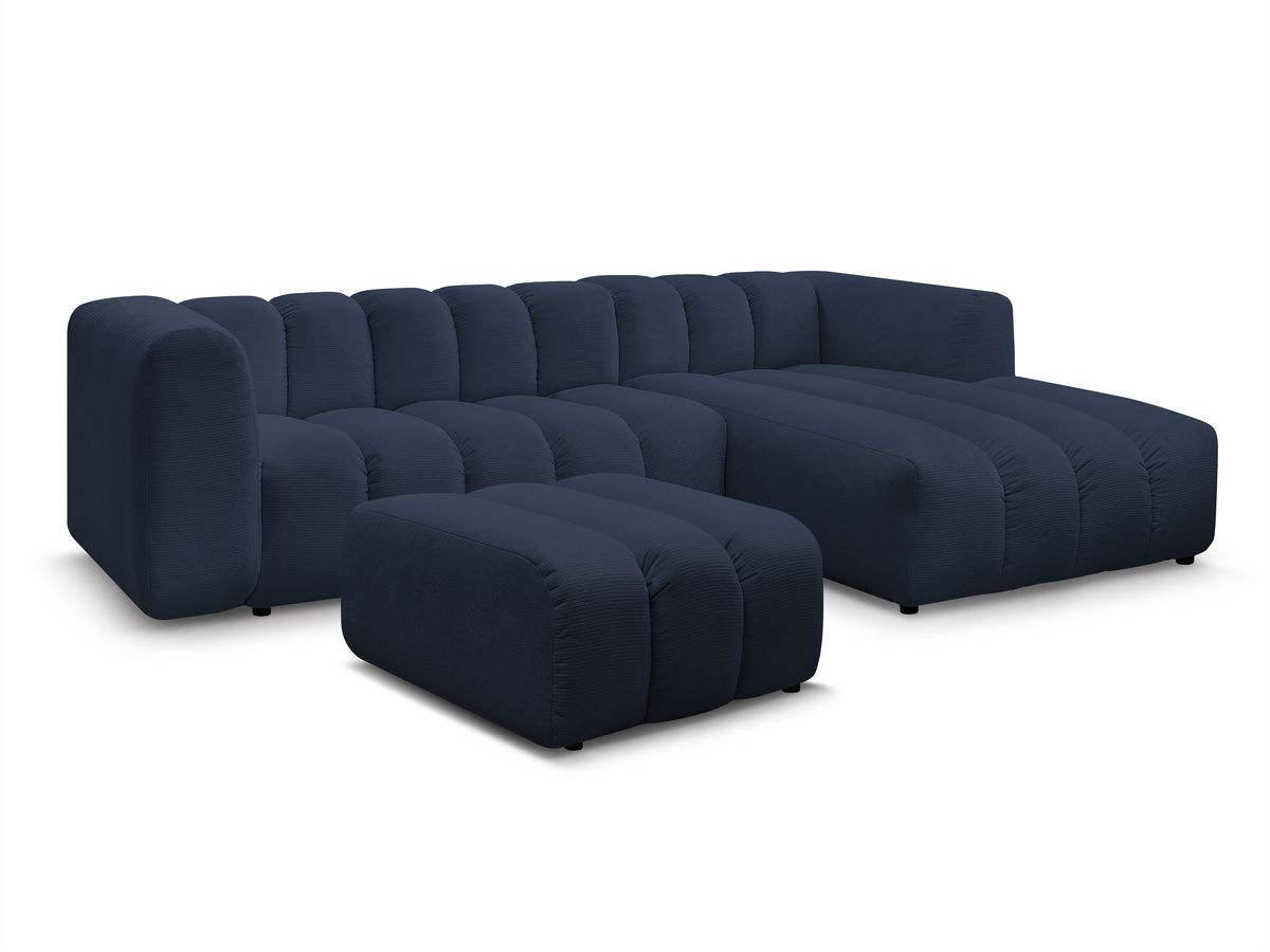 Bobochic Talia Ecksofa mit Pouf Melange-Stoff Dunkelblau Ecke rechts