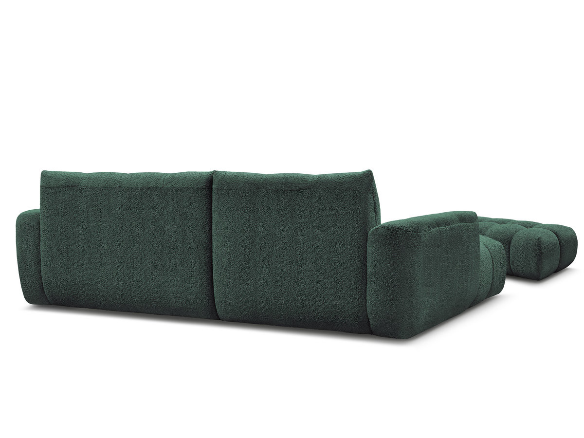 Bobochic Jaya Ecksofa mit Pouf Chenille Dunkelgrün Ecke links