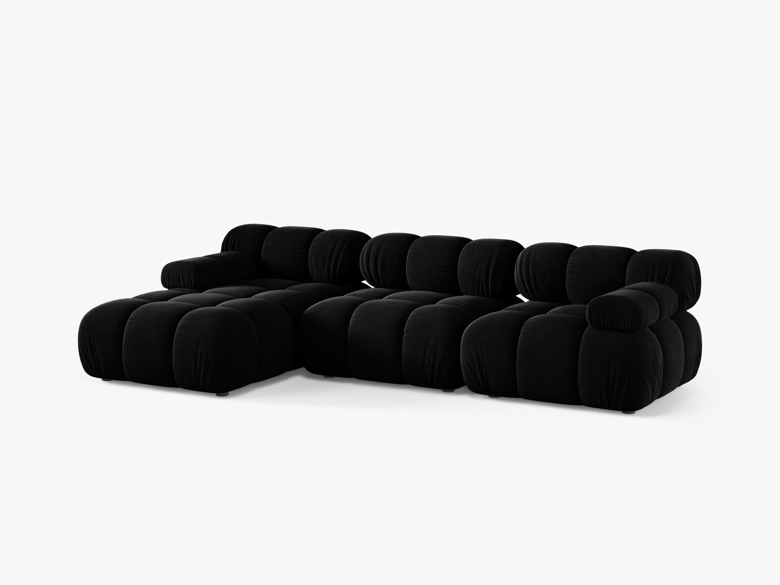 Micadoni Modulares Ecksofa Bellis 4-Sitzer Links Samt Venus Schwarz