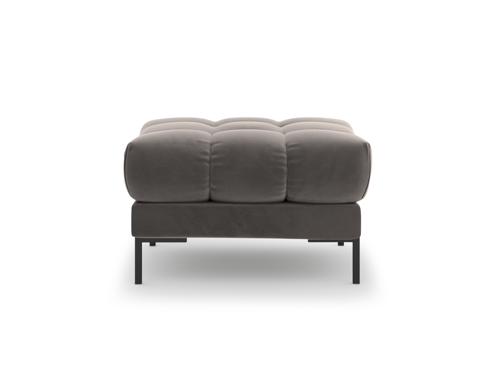 Cosmopolitan Design Pouf Bali Samt Bluvel Hellgrau Beine Schwarzes Metall