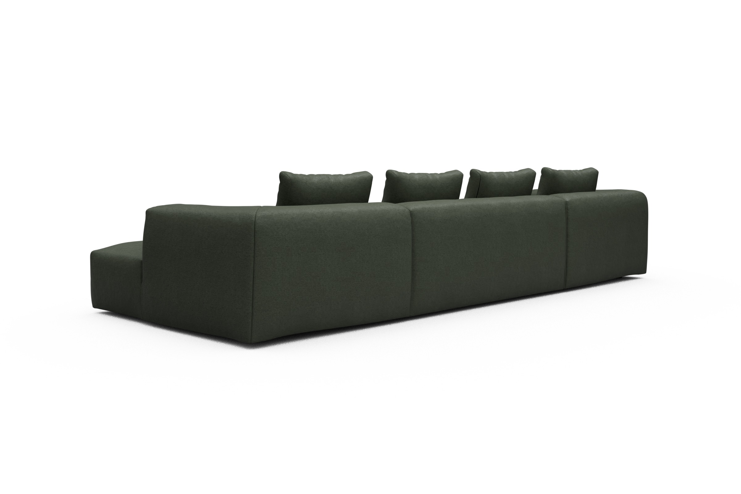 Wohnlandschaft Fred mit 2-Sitzer und Chaiselongue beidseitig Denari-Forest-Green