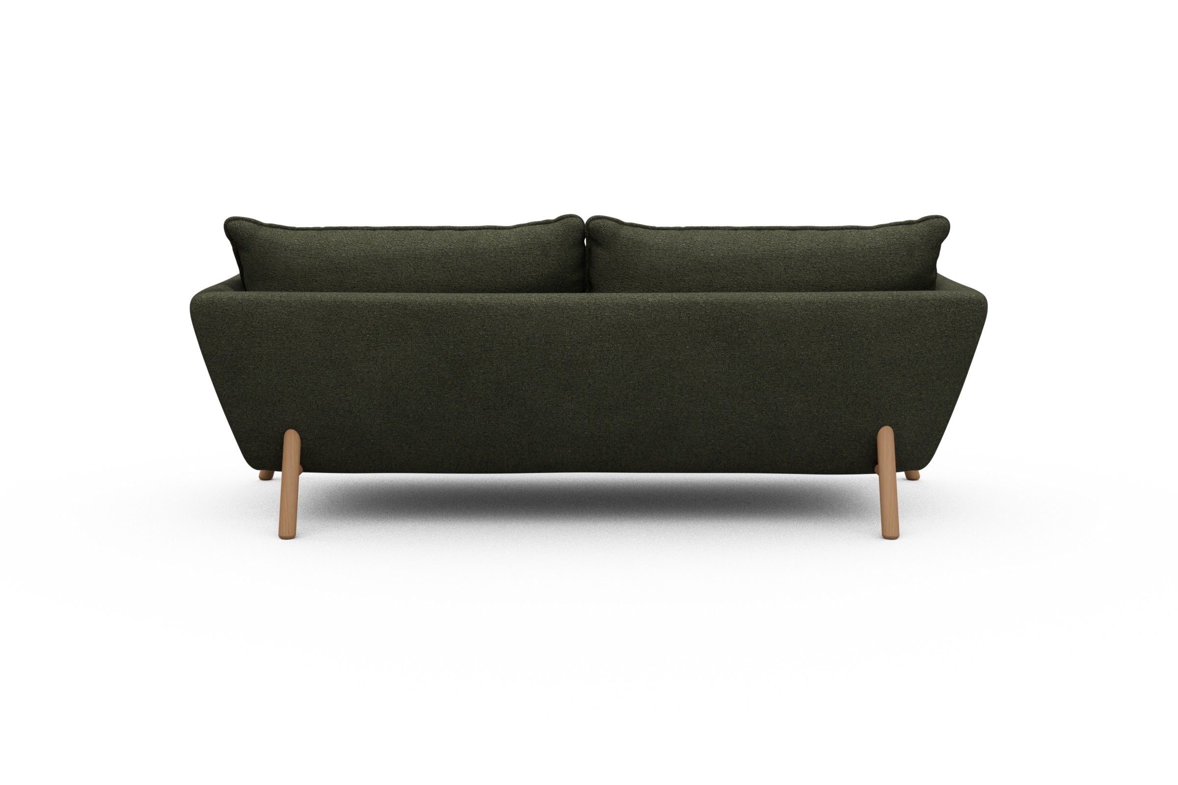 Sofa Emil PREMIUM 3-Sitzer Beinfarbe Eiche Natur Boucle-Forest-Green