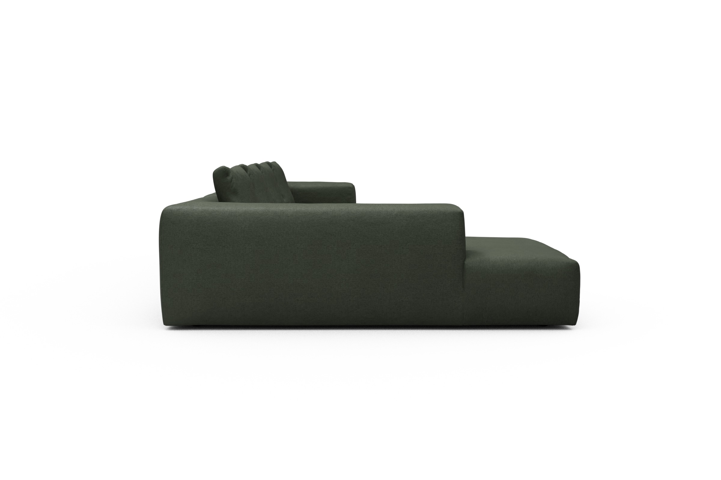 Wohnlandschaft Fred Relax-Ecke links mit 2-Sitzer und Chaiselongue rechts Denari-Forest-Green