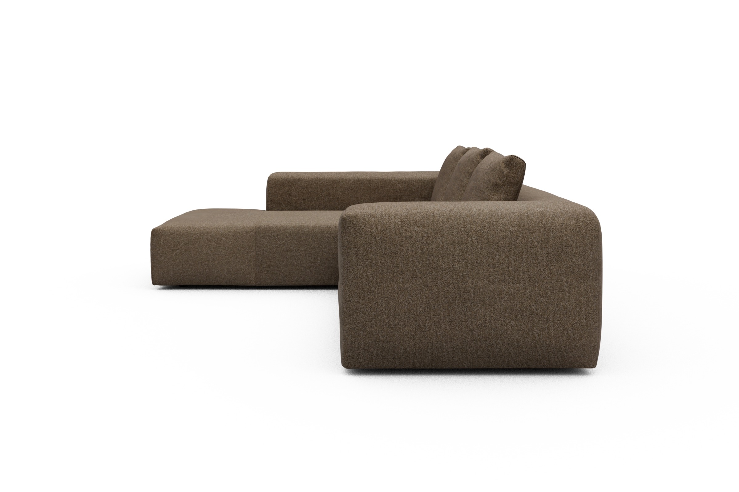 Ecksofa Fred Relax-Ecke links mit 2,5-Sitzer Aivi-Khaki-Brown