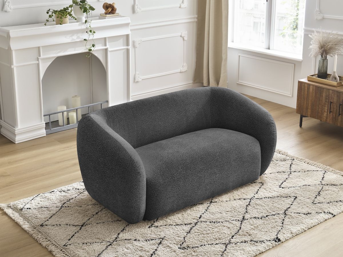 Bobochic Celine Sofa 2-Sitzer Strukturstoff Dunkelgrau