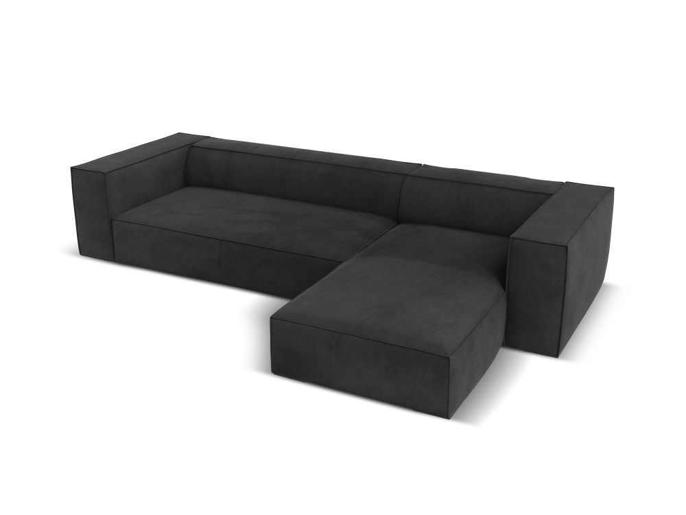 Cosmopolitan Design Ecksofa Turin 5-Sitzer Strukturierter Stoff Rosario Dunkelgrau Melange Rechts