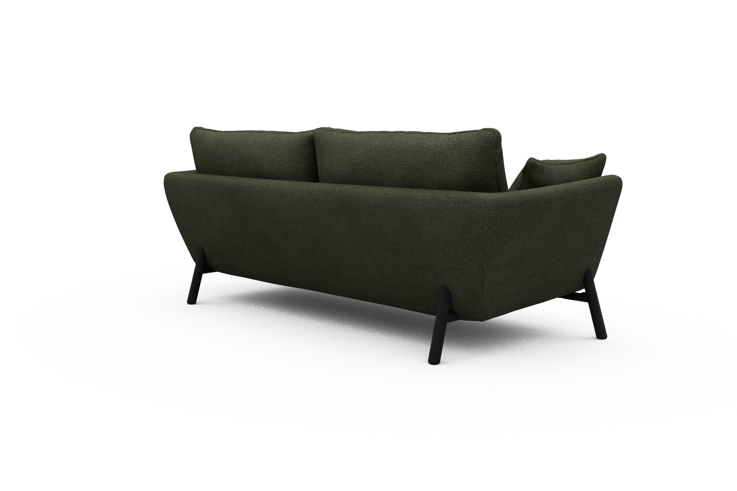 Sofa Emil 3-Sitzer Beinfarbe Eiche Schwarz Boucle-Forest-Green