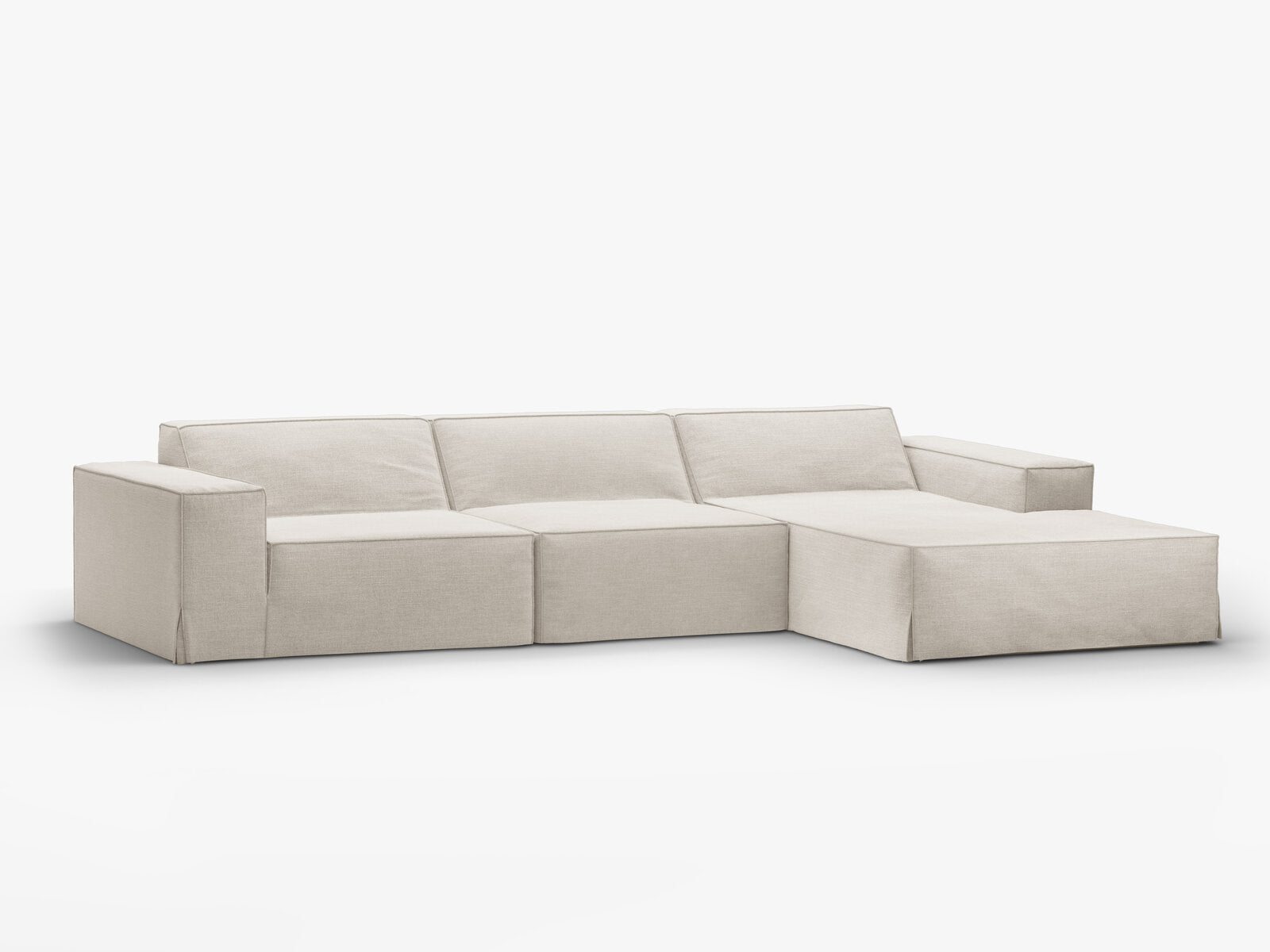 Micadoni Ecksofa Jodie 4-Sitzer Rechts Strukturierter Stoff Lins Natur