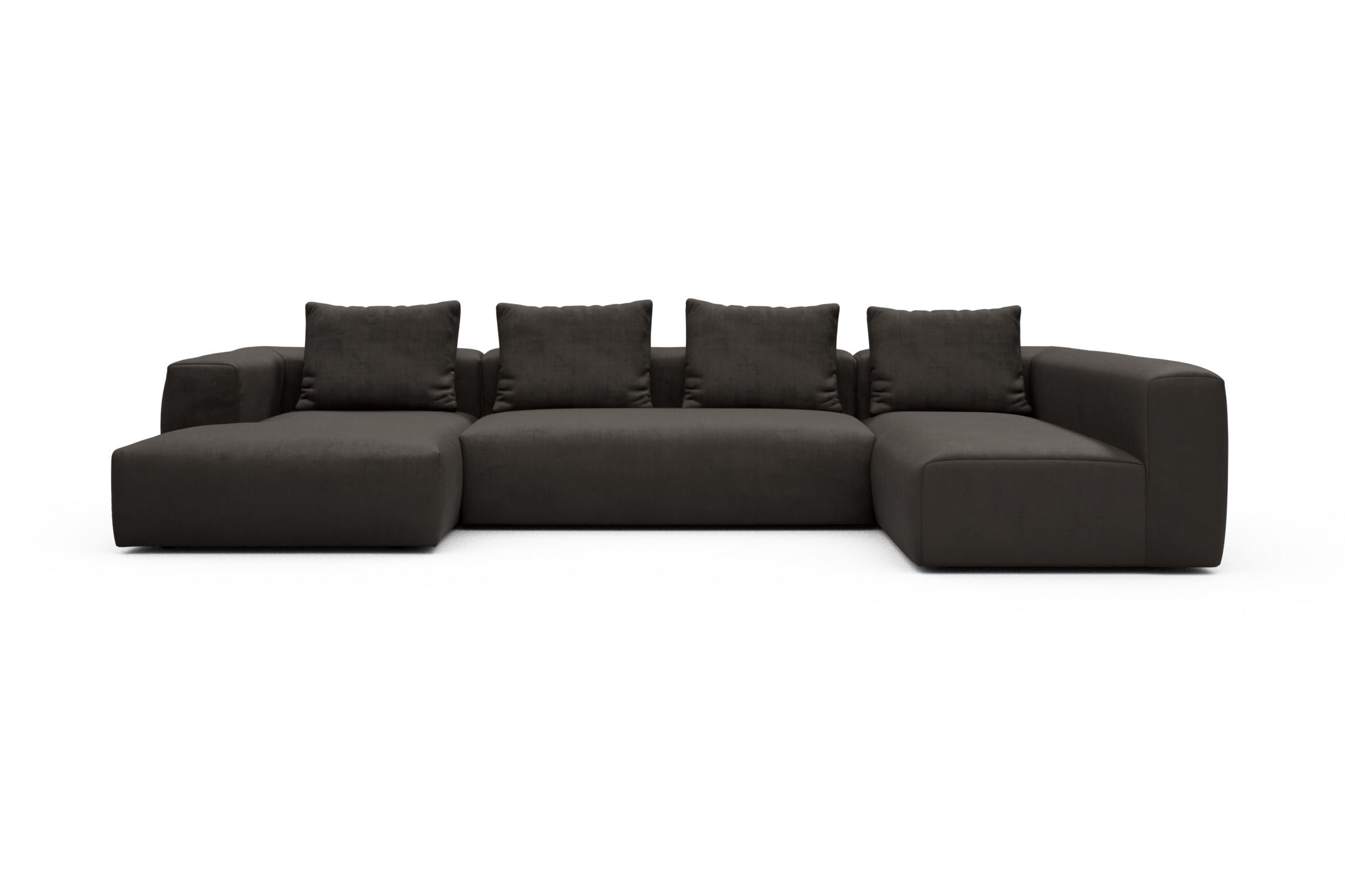 Skandi Home Wohnlandschaft Fred Chaiselongue links mit 2-Sitzer und lange Armlehne rechts Cordufine-Taupe moebelfaktor