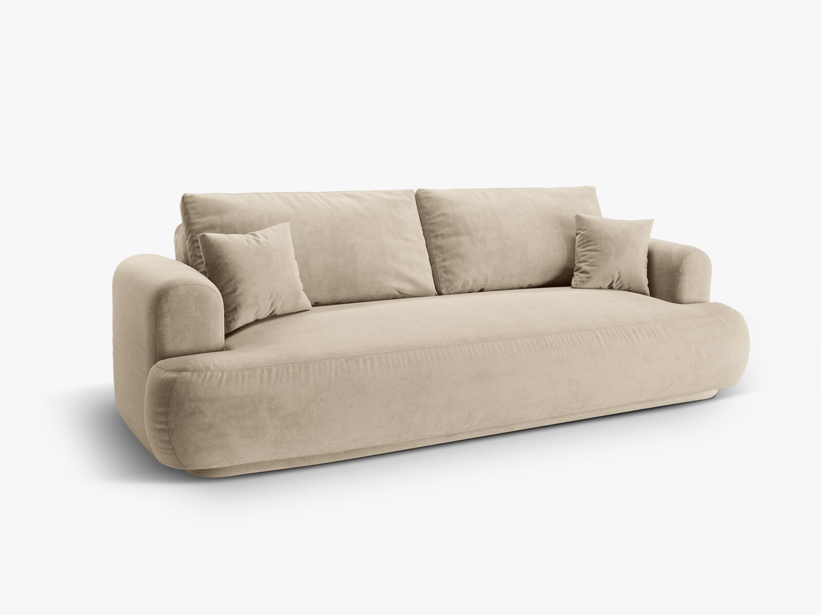 Micadoni Ella Schlafsofa 3-Sitzer mit Bettkasten Samt Vogue Helles Beige