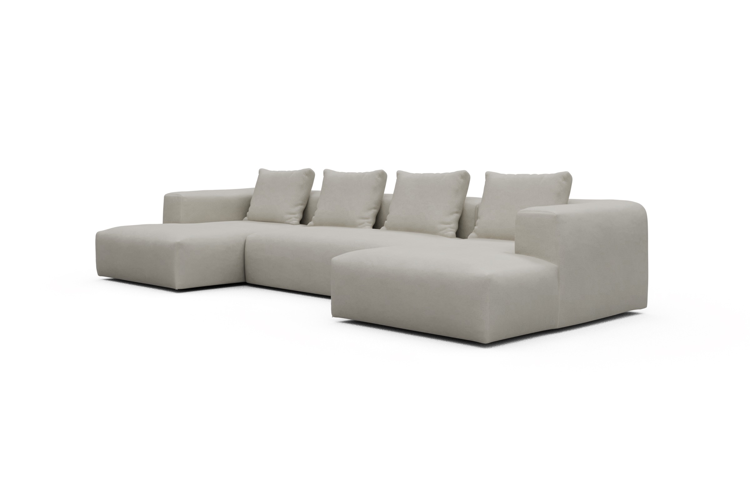 Wohnlandschaft Fred mit 2-Sitzer und Chaiselongue beidseitig Denari-Clean-Beige