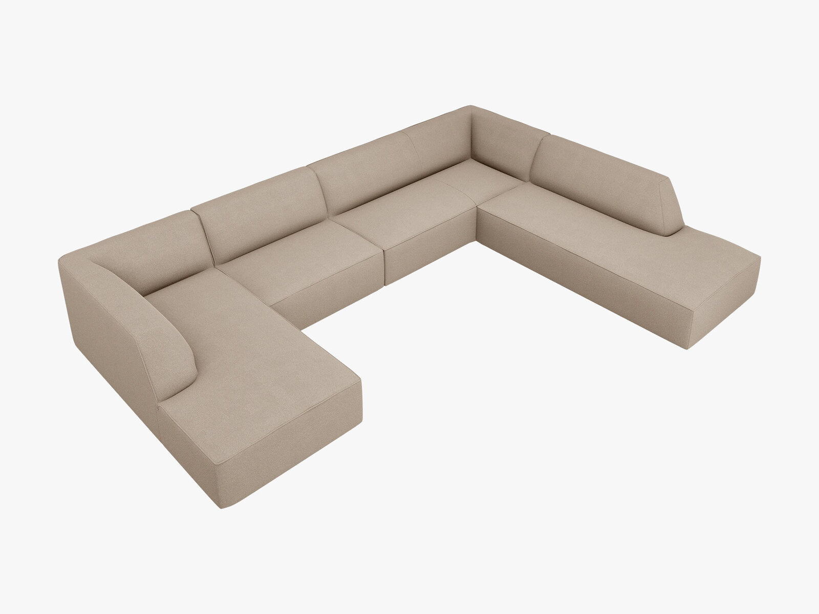 Micadoni Panorama-Ecksofa Ruby 7-Sitzer Rechts Strukturierter Stoff Ottawa Dunkelbeige