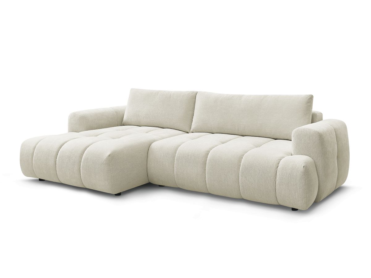Bobochic Fuji Ecksofa mit Schlaffunktion und Bettkasten 292 × 160 cm Stoff Beige Ecke links
