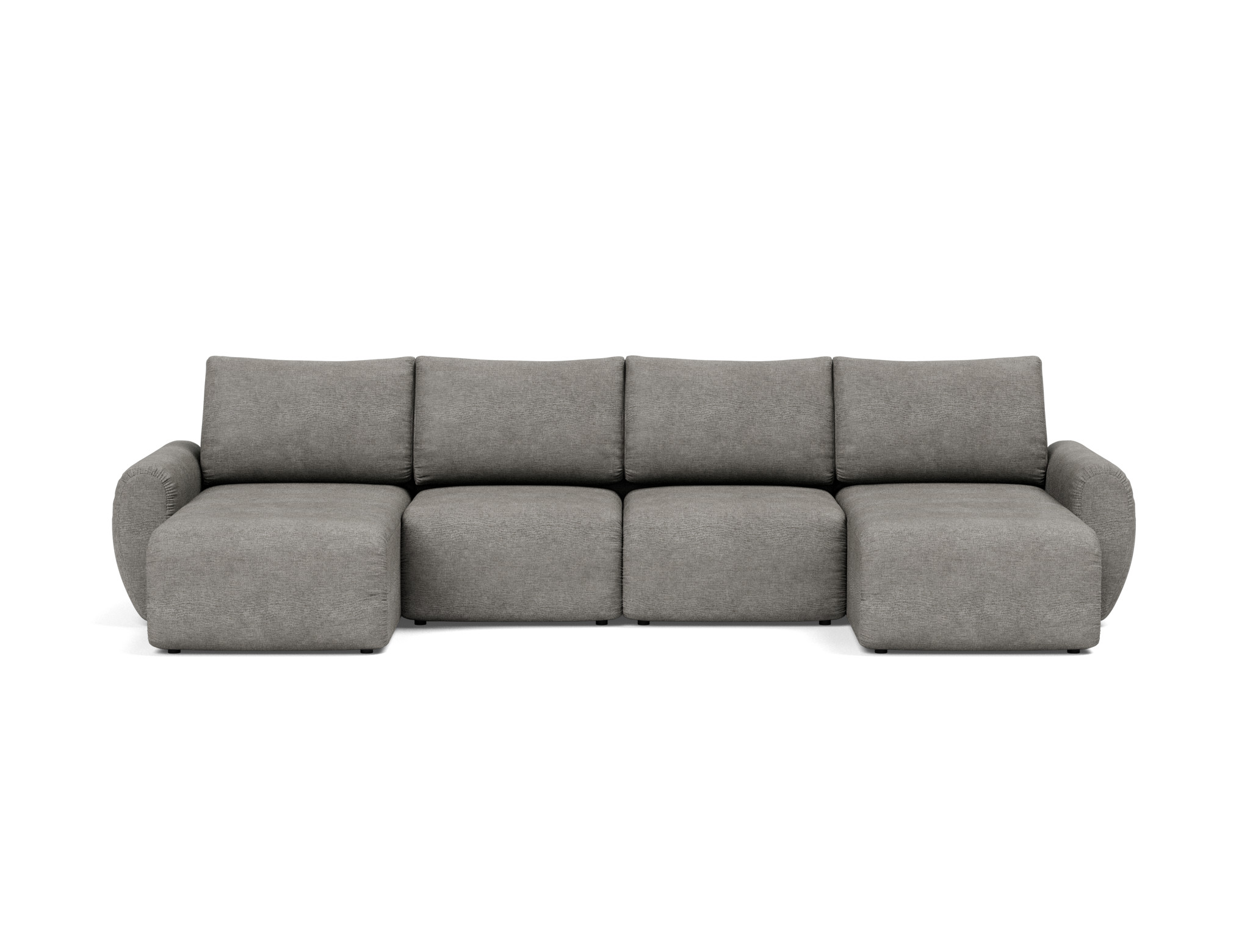 Schlafsofa Norum U-Form mit Curve-Armlehnen Flachgewebe Avella 282-Warm-Grey
