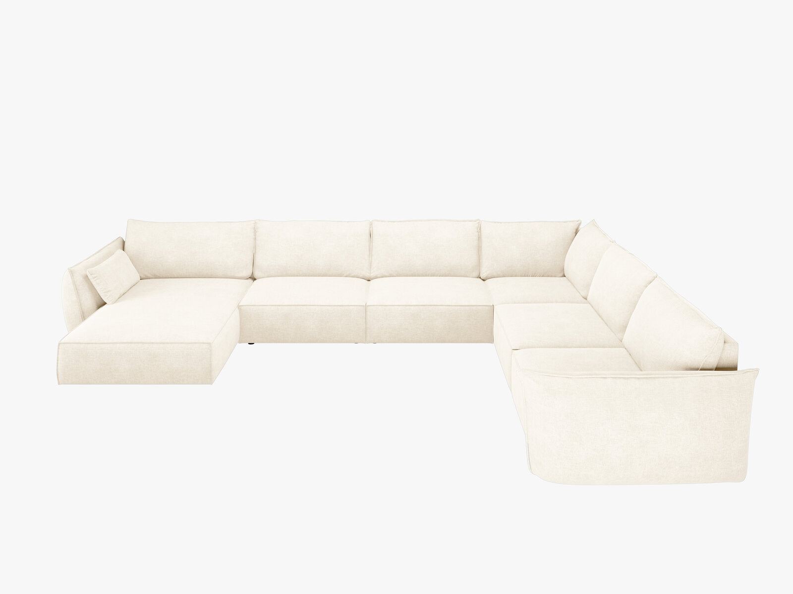 Micadoni Panorama-Ecksofa Kaelle 8-Sitzer Rechts Chenille Over The Horizon Helles Beige