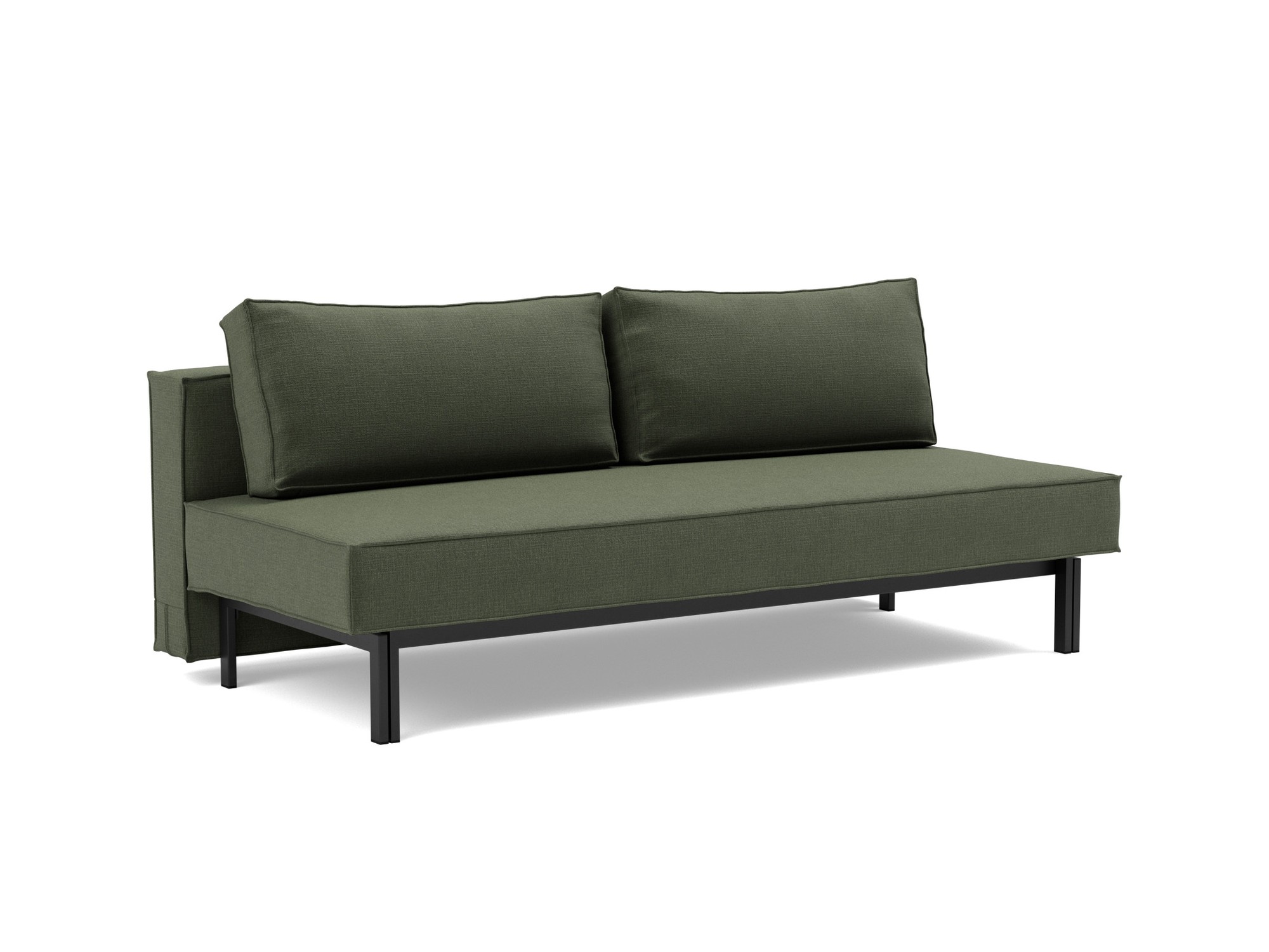 Schlafsofa Sly Chenille Esina 413-Olive-Green Beine Schwarzes Metall