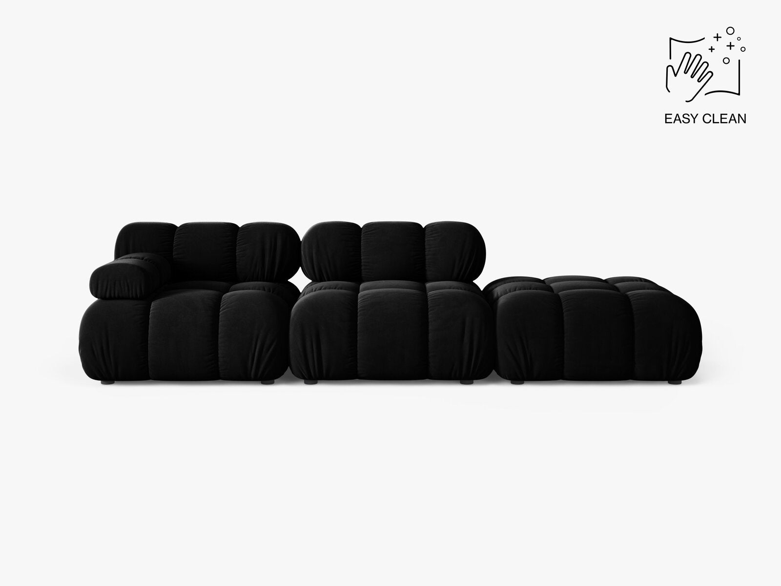 Micadoni Modulares Sofa Bellis 4-Sitzer Rechts Samt Venus Schwarz
