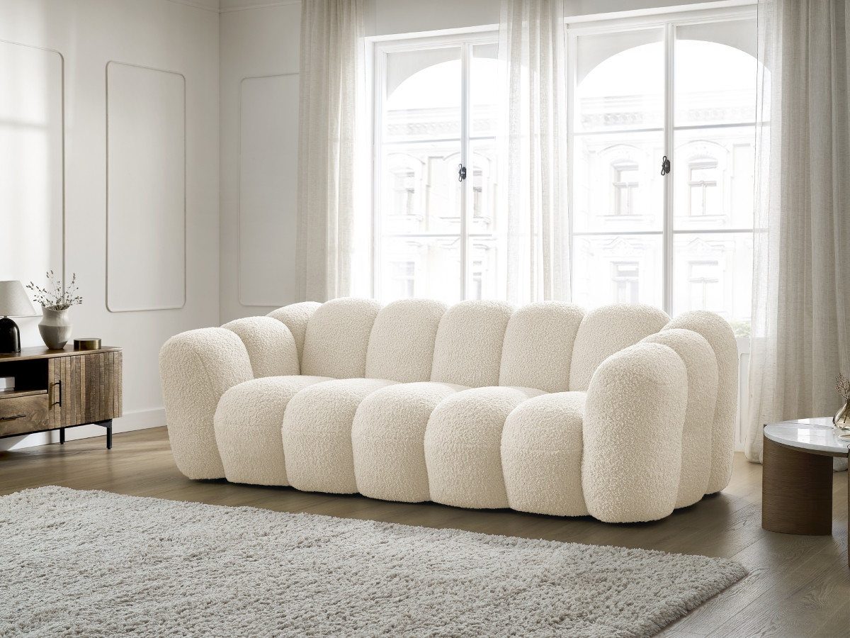 Bobochic Hippolyte Sofa 3-Sitzer Bouclé-Stoff Beige