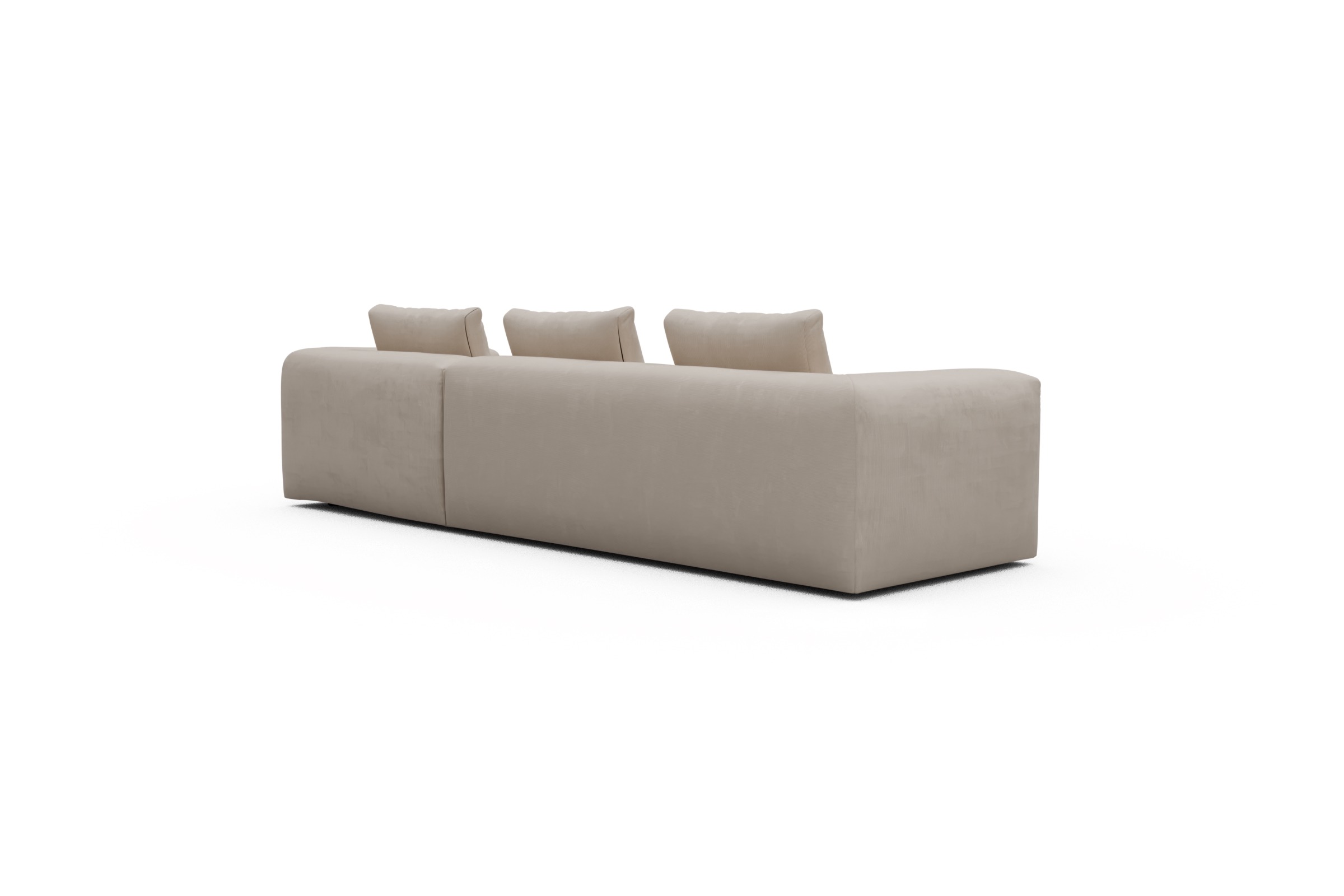 Ecksofa Fred Chaiselongue rechts mit 2,5-Sitzer Cordufine-Off-White