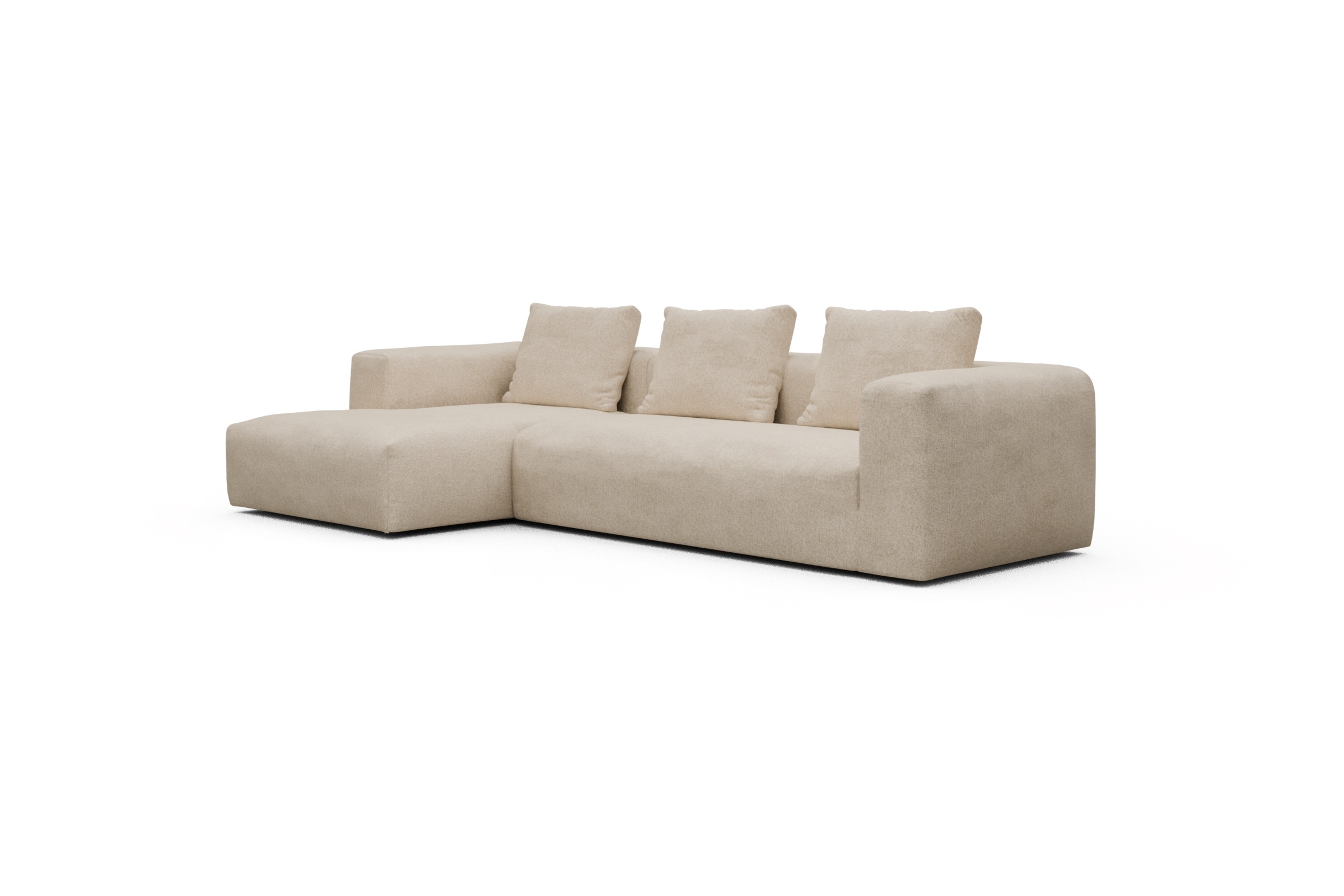 Ecksofa Fred Chaiselongue links mit 2,5-Sitzer Casone-Natural-Beige