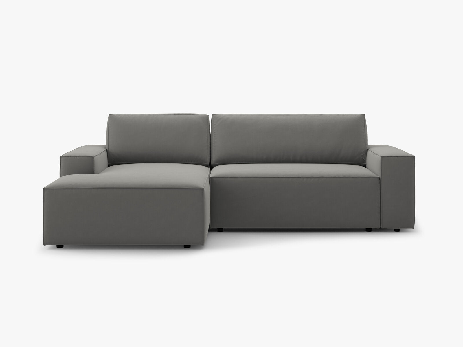 Micadoni Schlaf-Ecksofa Jodie 3-Sitzer Links Samt Hellgrau