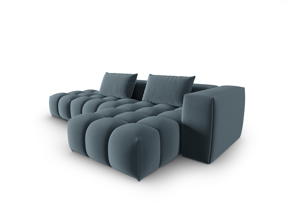 Cosmopolitan Design Ecksofa Verona 4-Sitzer offen Samt Casino Pastellblau Rechts