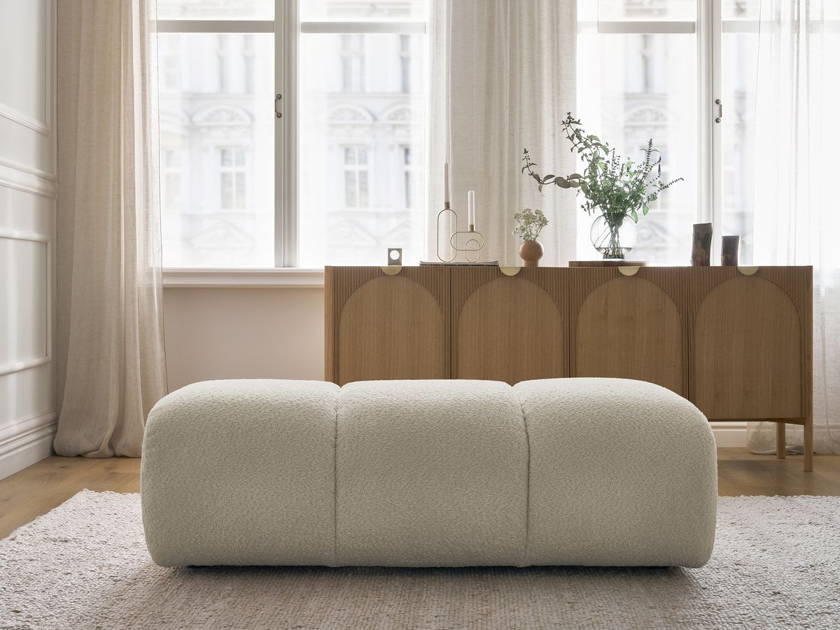 Bobochic Pamira Pouf Bouclé-Stoff Beige