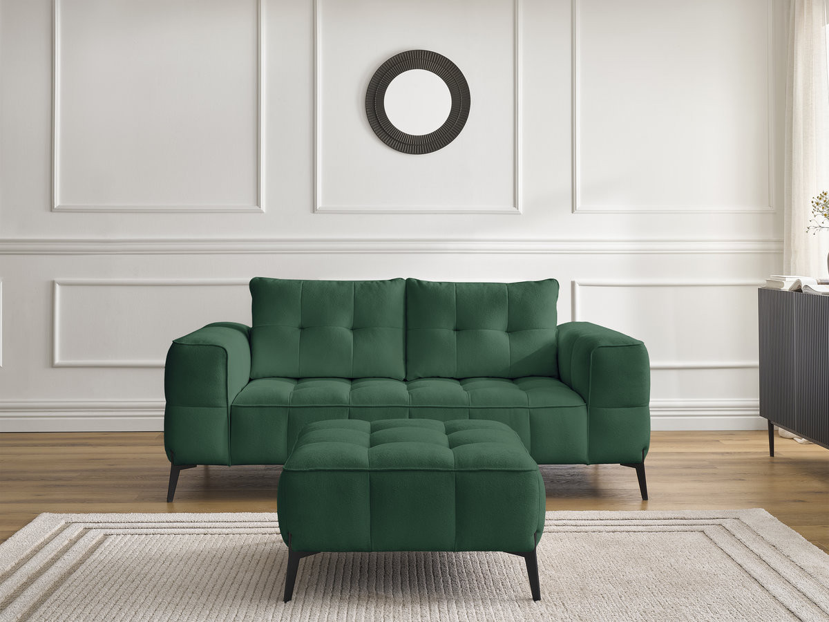 Bobochic Anis Sofa 2-Sitzer mit Pouf Strukturstoff Grün