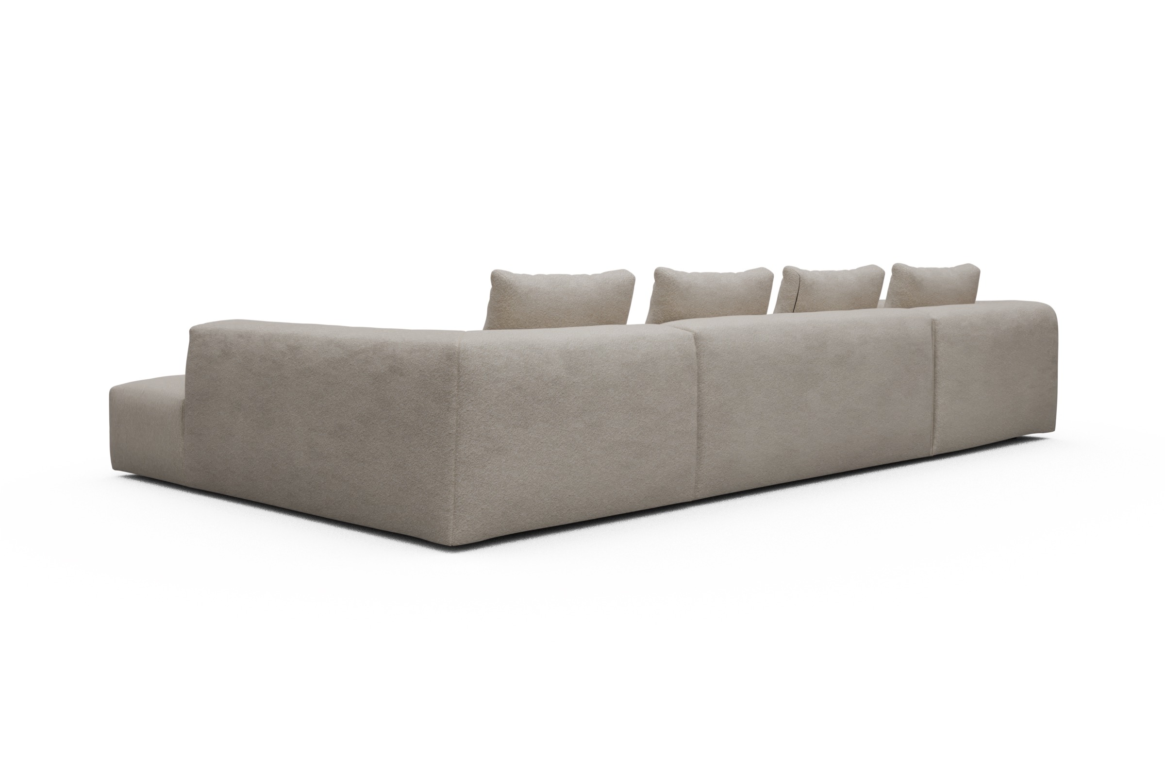 Wohnlandschaft Fred Relax-Ecke rechts mit 2-Sitzer und Chaiselongue links Aivi-Lace-Beige