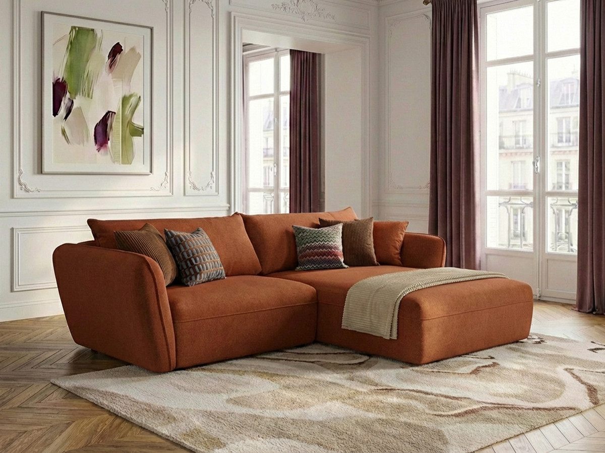 Bobochic Luigi Ecksofa Strukturstoff Orange Ecke rechts