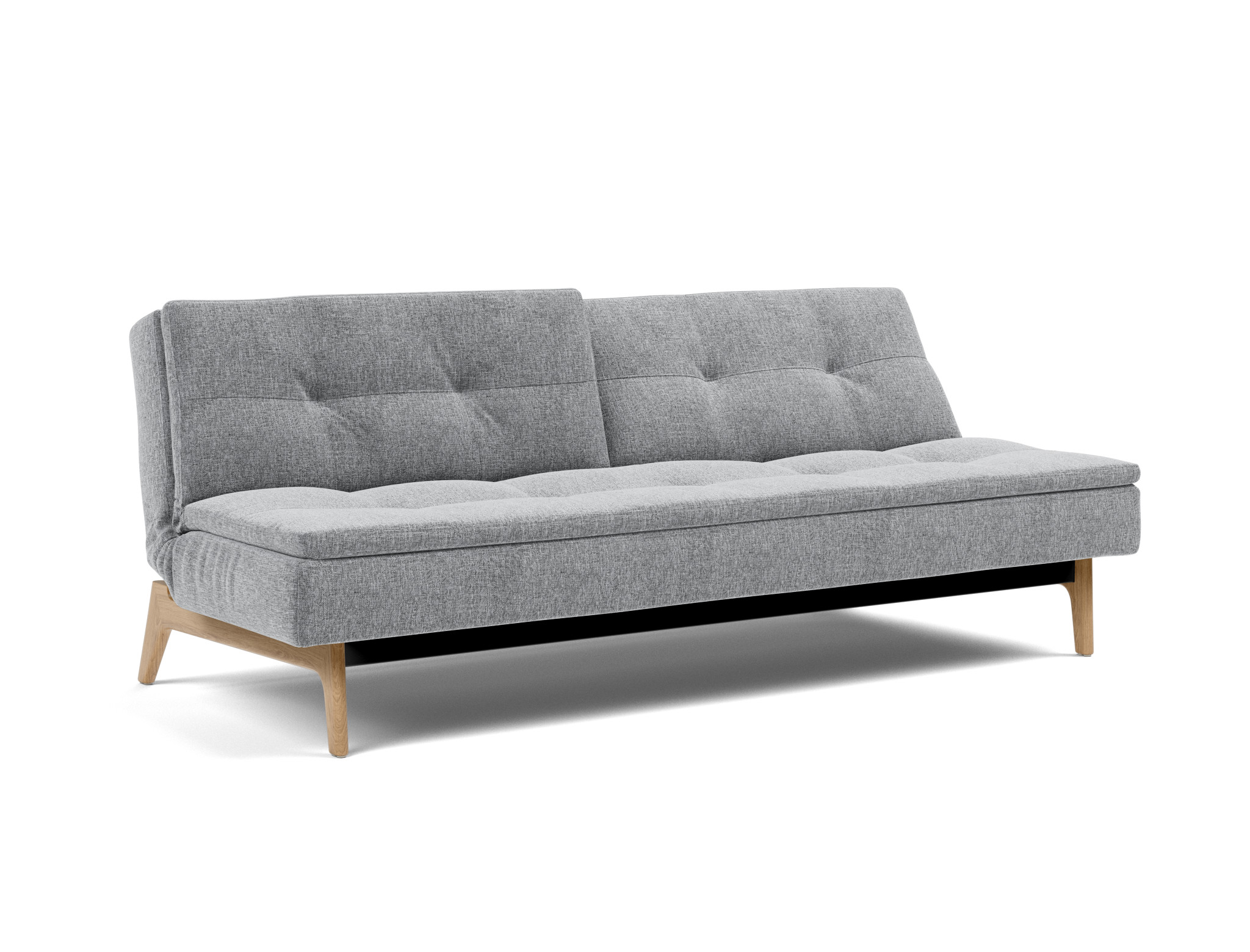 Schlafsofa Dublexo Strukturierter Stoff Twist 565-Granite Beine Eiche