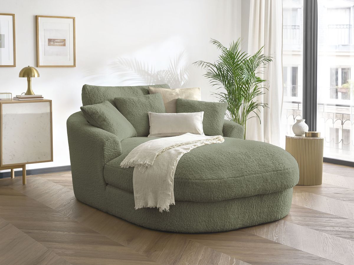 Bobochic Belem Méridienne-Modul Bouclé-Stoff Grün