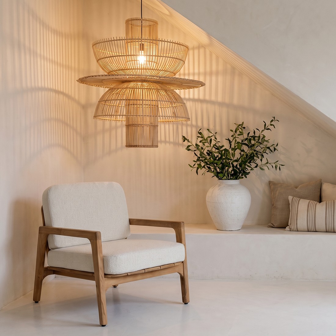 Raw Materials Pendelleuchte Rattan asymmetrisch