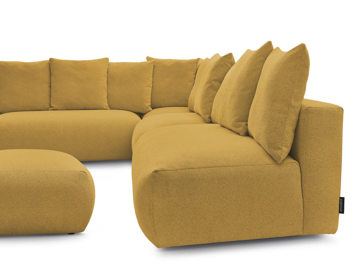Bobochic Voltaire Ecksofa mit Pouf 322 × 268 cm Melange-Stoff Gelb Ecke links