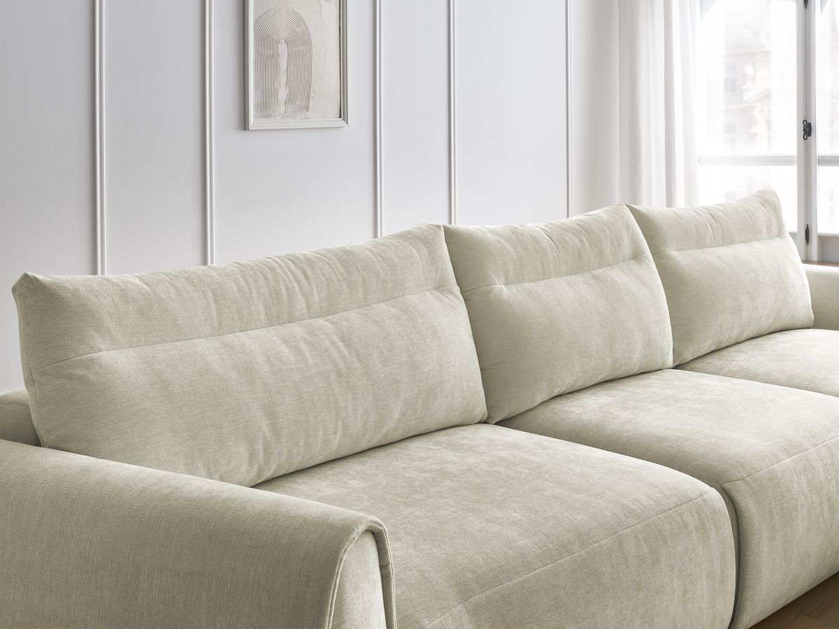 Bobochic Aden Ecksofa 386 × 152 cm Stoff Beige Ecke rechts