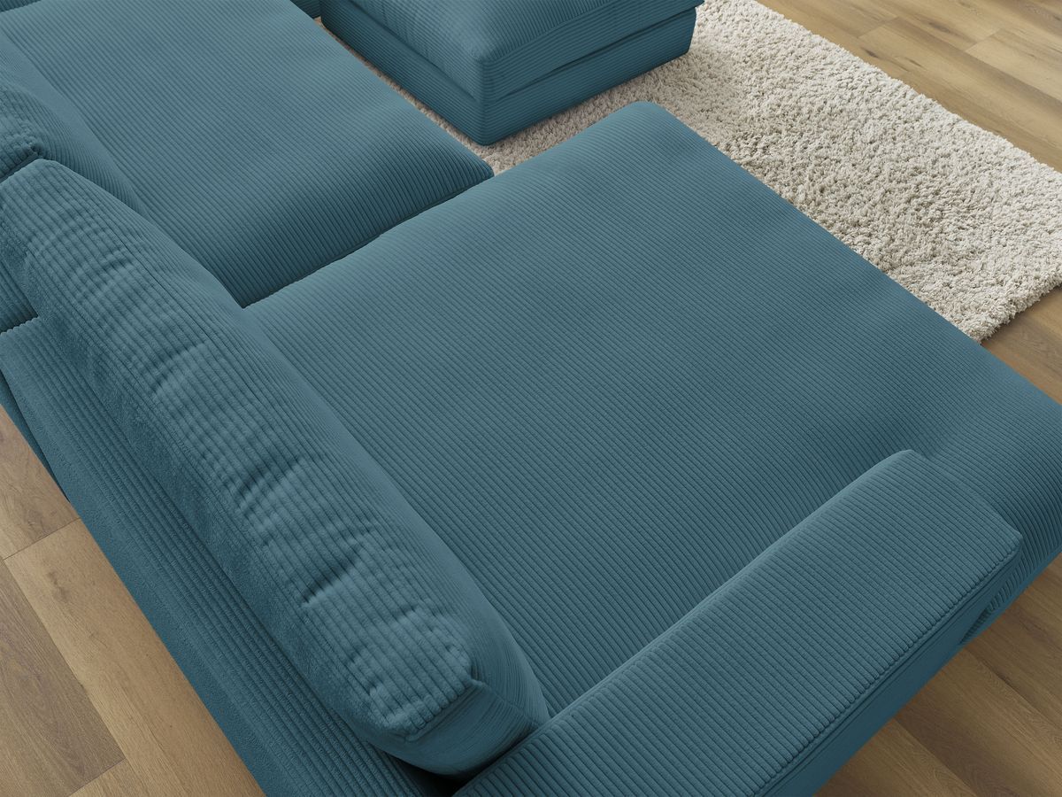Bobochic Leonard Wohnlandschaft mit Pouf 349 × 159 cm Cordsamt Hellblau