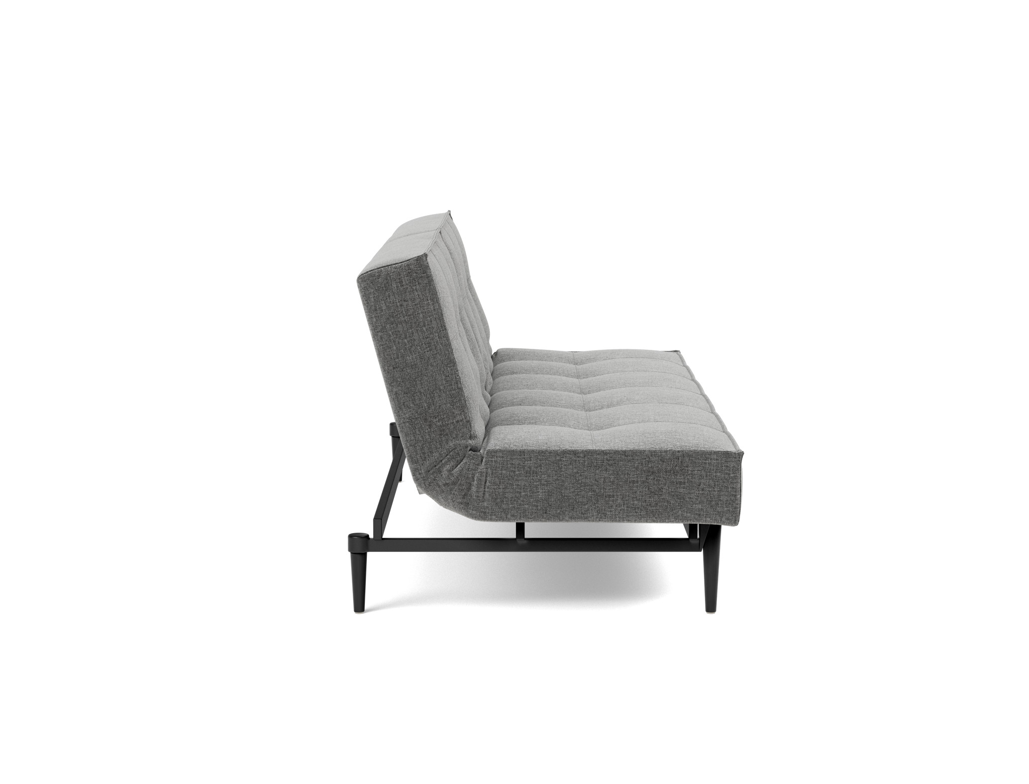 Schlafsofa Splitback Strukturierter Stoff Twist 563-Charcoal Beine Styletto Eiche schwarz