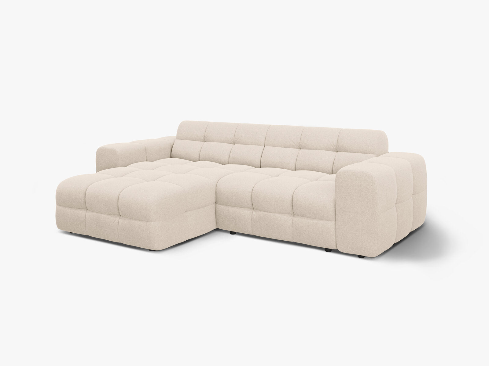 Micadoni Ecksofa Kendal 4-Sitzer Links Strukturierter Stoff Beige