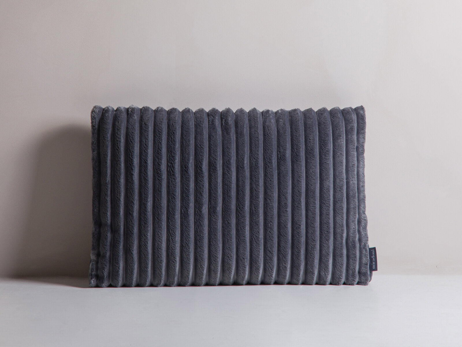 Micadoni Kissen Stripy Kord, Samt Grau, Grau